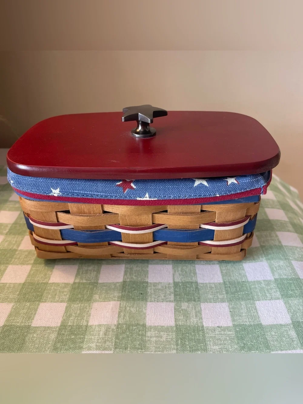 Longaberger All American Celebrations Caddy Basket 2010 Star Lid Liner Protector